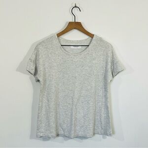 Workshop Casual Short Sleeve Light Heather Gray V Neck Short Sleeve Top Size L